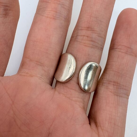 VTG Solid Sterling Silver 925 Rounded Wide Open Tapered Band Ring Size 7 - Picture 6 of 8